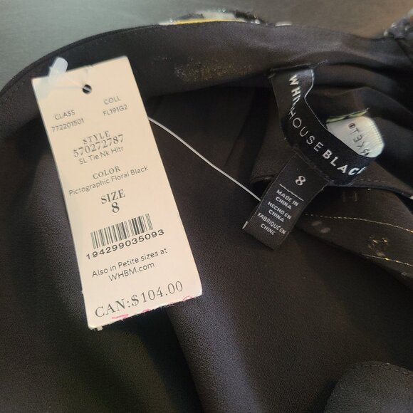 White House Black Market Black Floral High Neck Sleeveless Top Womens 8 NWT - Picture 6 of 8